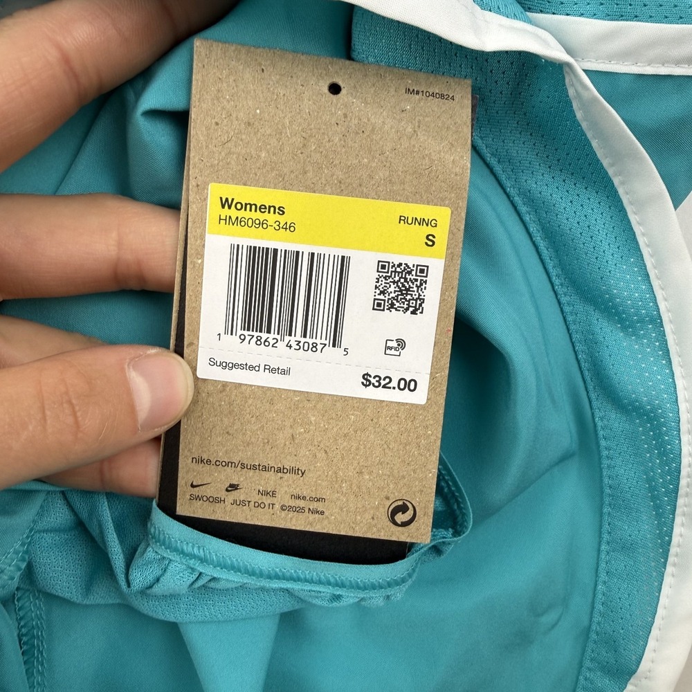 New Womens Nike Tempo Dri-FIT Mid-Rise Brief-Lined Teal Running Shorts Size S - Picture 2 of 3